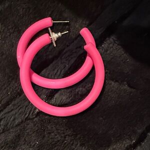 Vibrant Pink 80’s Hoop Earrings